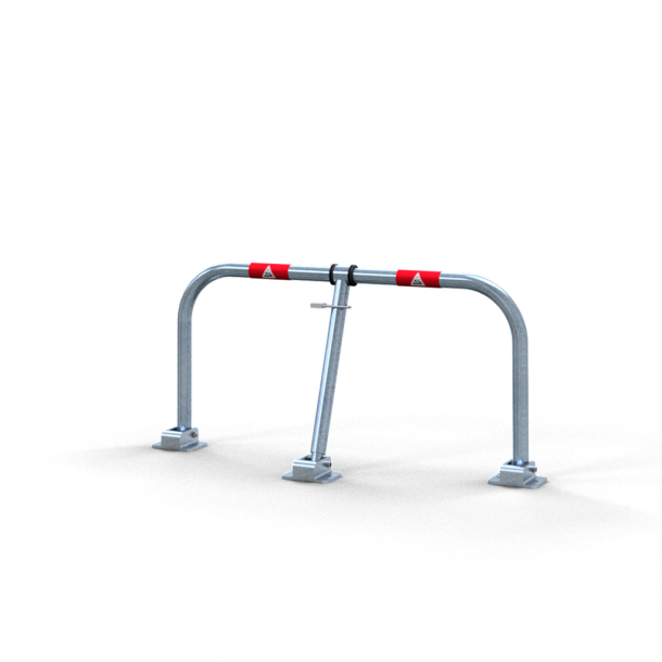 Car-park barrier hoop | foldable with padlock | hot-dip galvanised / | red reflecting stripes